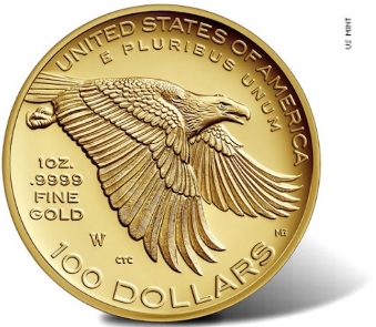 moneda de oro de la libertad estadounidense en su aniversario número 225