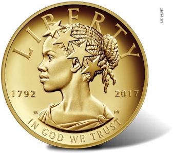 moneda de oro de la libertad estadounidense en su aniversario número 225