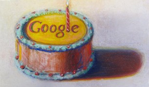 feliz 12� cumplea�os google, por wayne thiebaud. imagen utilizada con permiso de vaga ny