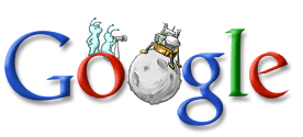 logotipo de google en la luna
