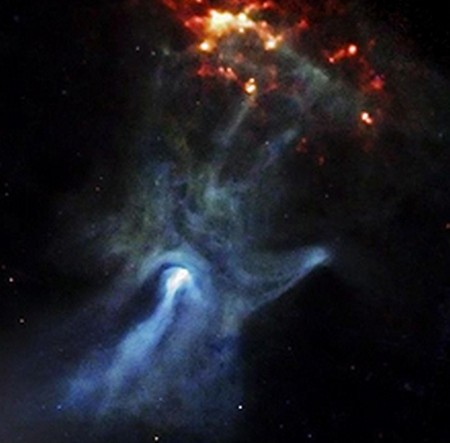 la mano de dios. pulsar fotografiado por la nasa