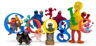 logotipo de google por el 40 aniversario de plaza sesamo